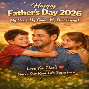 Happy Father’s Day Wishes 2026 with Father and Kids Love Emotional Image