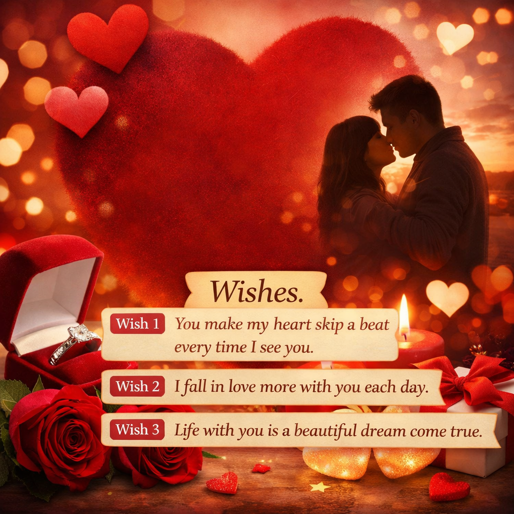 Love Messages image with couple, candles, roses and heartfelt messages