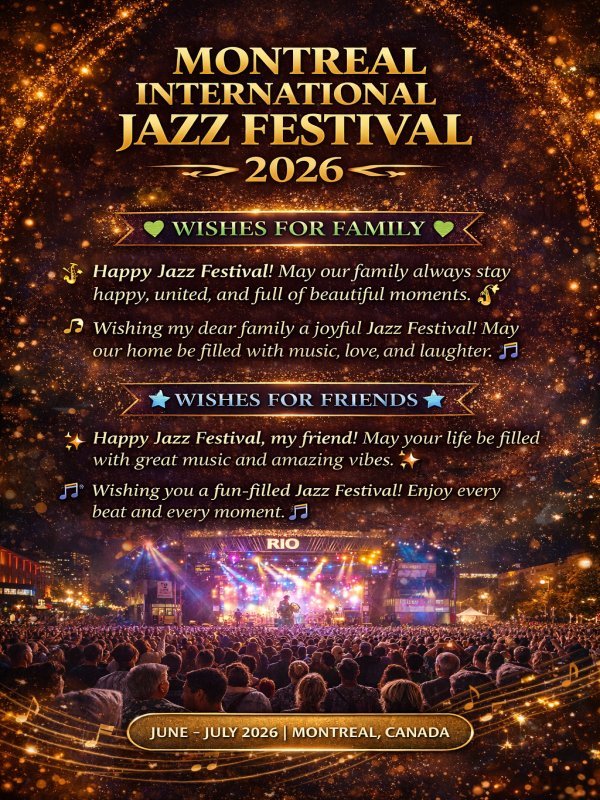 Montreal International Jazz Festival 2026 wishes image with live music concert crowd and stage lights