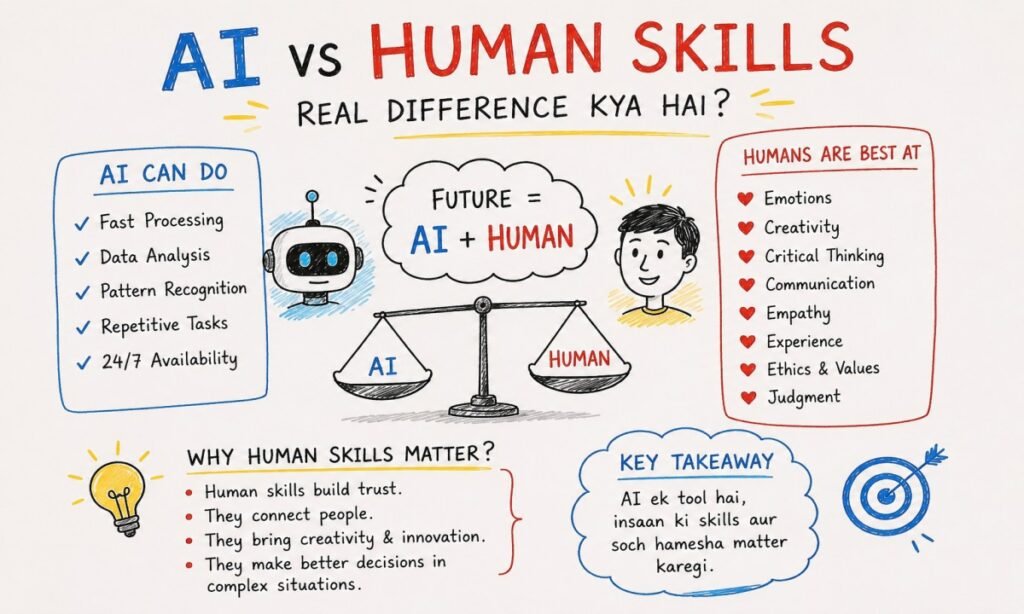Top 7 skills that cannot be replaced by AI including creativity, communication, emotional intelligence, and human problem-solving in 2026