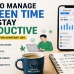 Screen time management guide showing a person improving focus, reducing distractions and building productive digital habits
