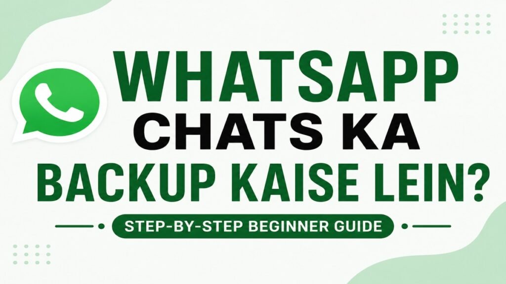 WhatsApp Chats Ka Backup Kaise Lein? Step-by-step beginner guide with chat backup illustration.