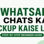 WhatsApp Chats Ka Backup Kaise Lein? Step-by-step beginner guide with chat backup illustration.